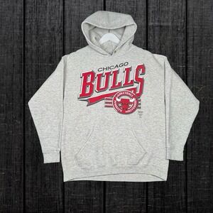 Vintage 90s Chicago Bulls Logo 7 Hoodie Gray - Men's Large